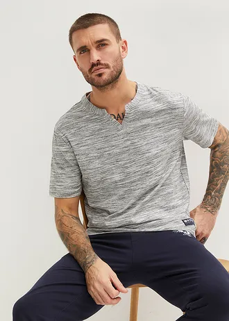 T-shirt (set van 2) • donkerblauw gemêleerd+grijs gemêleerd • bonprix online shop