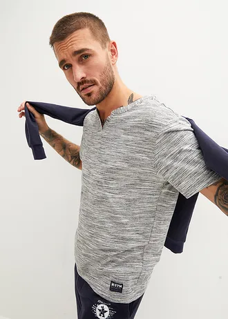 T-shirt (set van 2) • donkerblauw gemêleerd+grijs gemêleerd • bonprix online shop