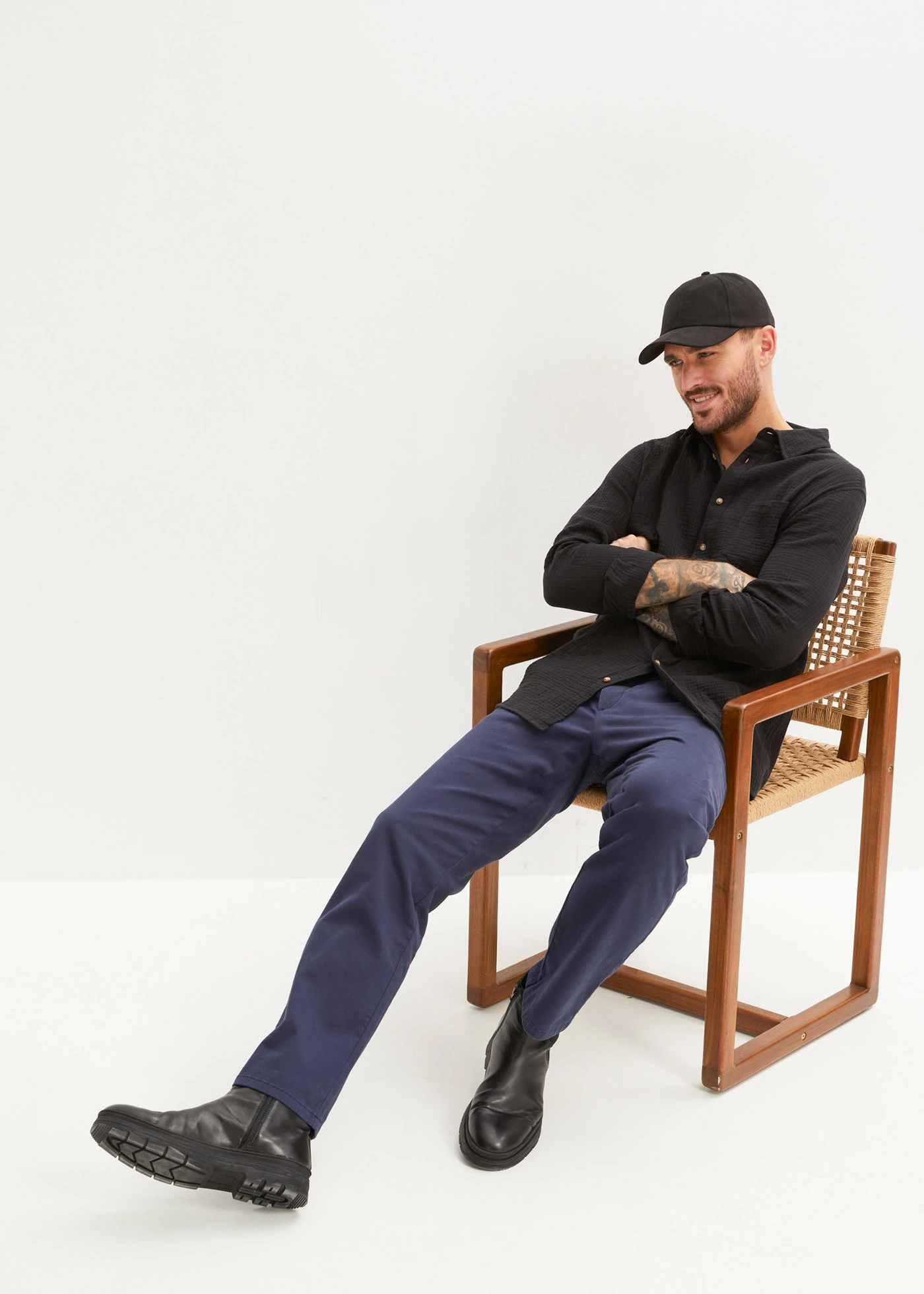 Mousseline overhemd met lange mouwen • zwart • bonprix online shop