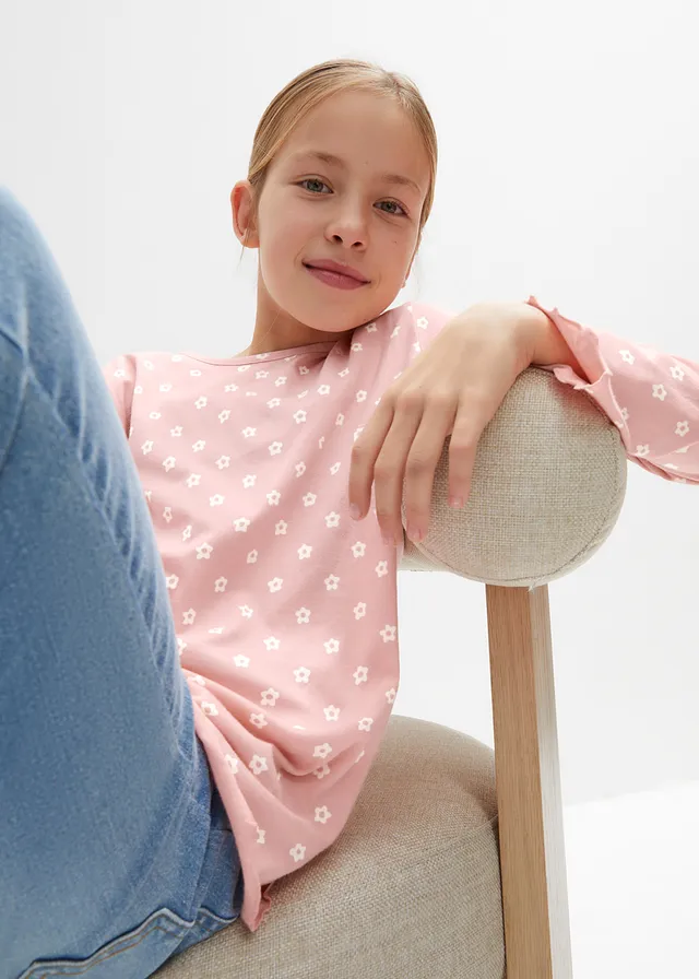 Lot de 3 T-shirts manches longues en coton • rose foncé + rose poudré + naturel chiné • product-page.page-title-suffix