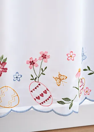 Brise-bise avec motifs de Pâques brodés • blanc/multicolore • Boutique bonprix