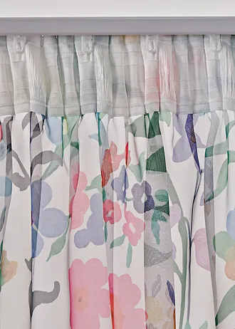 Lot de 2 voilages imprimé floral incl. embrasse • blanc/multicolore • Boutique bonprix