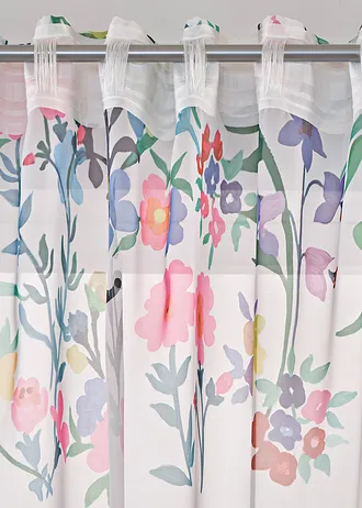Transparant gordijn met bloemenprint en embrasse (set van 2) • wit/multicolour • bonprix online shop