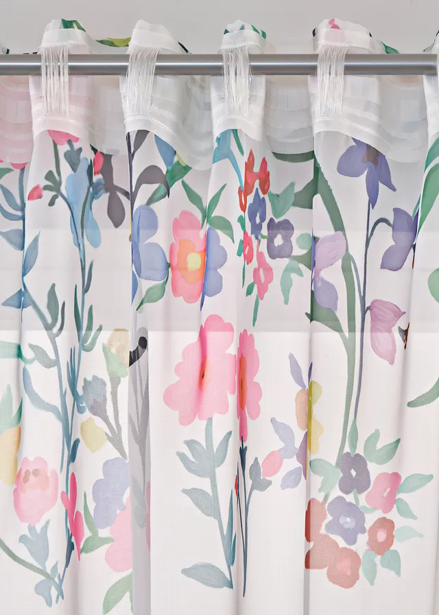 Lot de 2 voilages imprimé floral incl. embrasse • blanc/multicolore • product-page.page-title-suffix