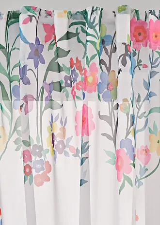Perdea cu print floral și bentiță de legare (2buc.) • alb/multicolor • magazin bonprix