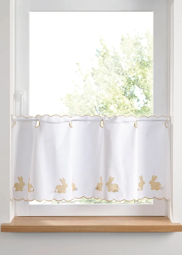Vitrážková záclona bio bavlna s potlačou zajacov Vitrážková záclona bio bavlna s potlačou zajacov