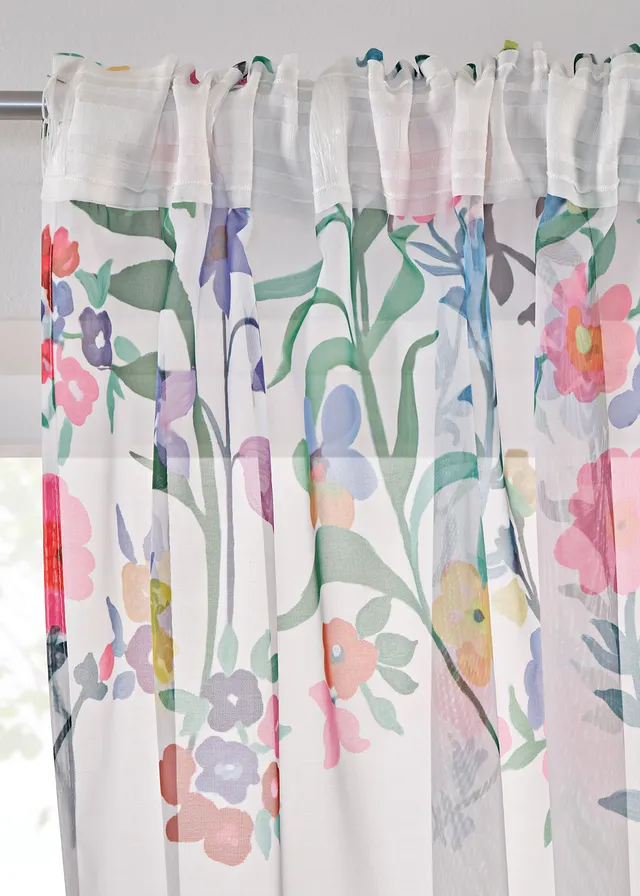 Lot de 2 voilages imprimé floral incl. embrasse • blanc/multicolore • product-page.page-title-suffix