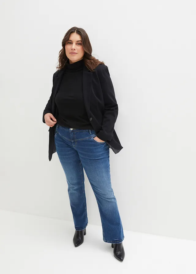 Bootcut stretch jeans, mid waist, Kleur: blue stone used