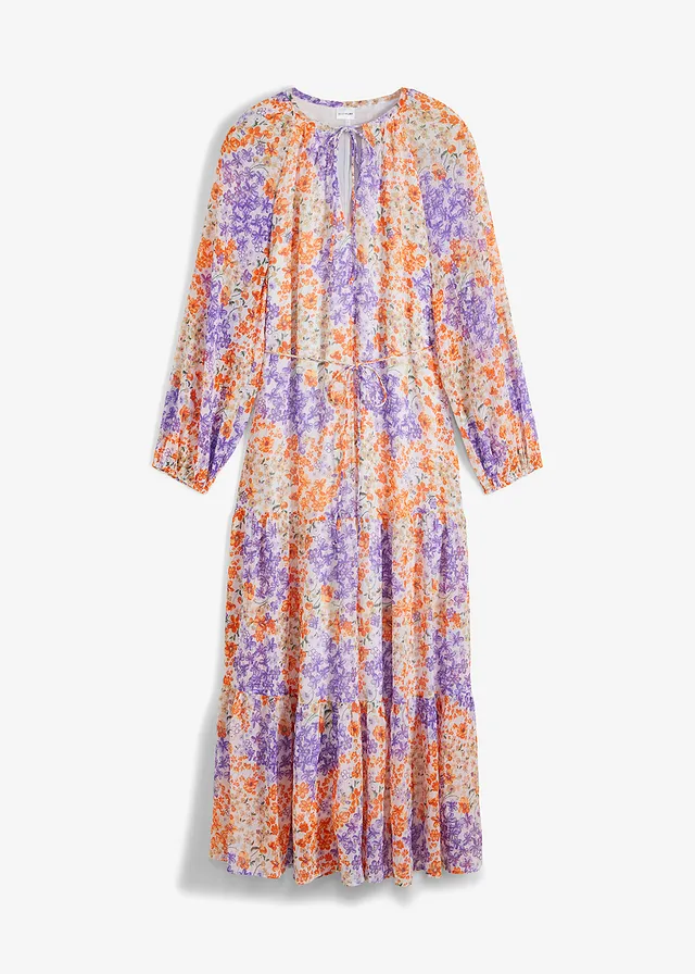 Maxi šaty, kvetované, s recyklovaným polyesterom