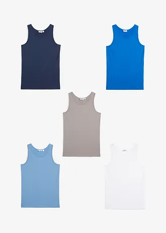 Hemd met zacht katoen (set van 5) • donkerblauw-azuurblauw-kristalblauw-grijs-wit • bonprix online shop