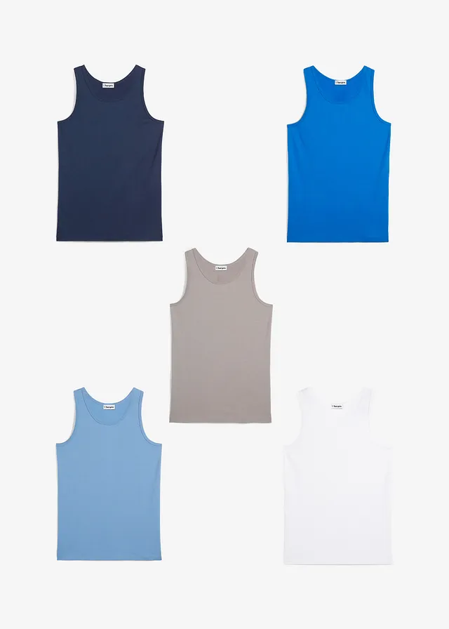 Jongens hemd met zacht katoen (set van 5), Kleur: donkerblauw+azuurblauw+grijs+wit+kristalblauw