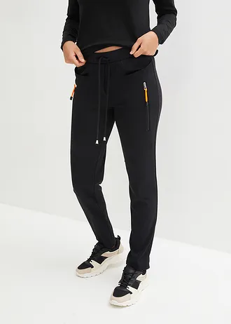 Pantalon à taille élastiquée en Punto di Roma confortable • noir • Boutique bonprix