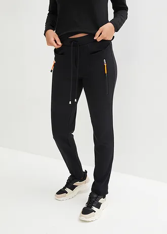 Pantaloni cu elastic și șiret în talie din material Punto di Roma comod • negru • magazin bonprix