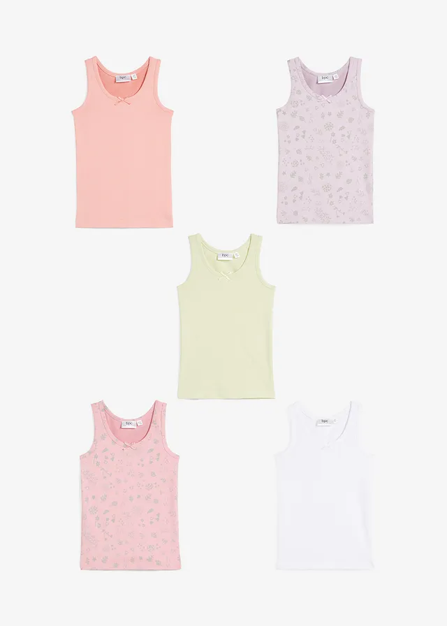 Meisjes hemd met zacht katoen (set van 5), Kleur: pastel