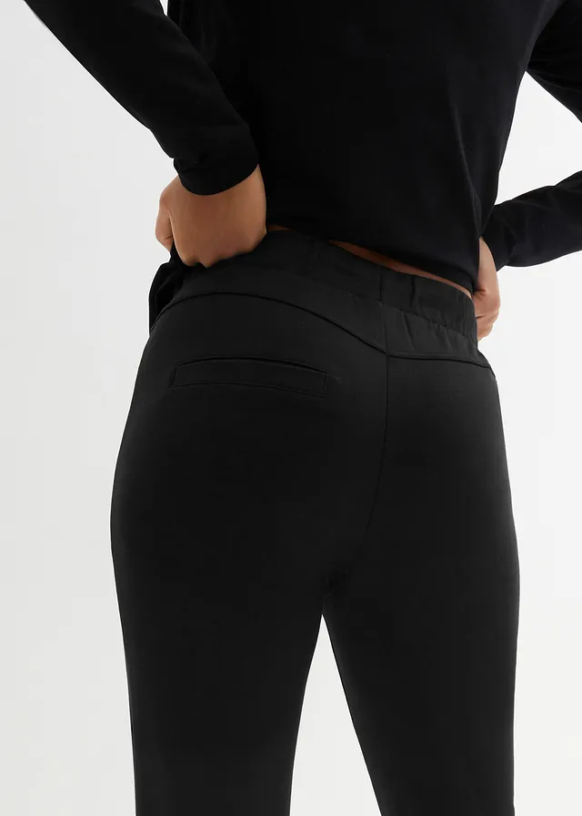 Pantalon à taille élastiquée en Punto di Roma confortable • noir • product-page.page-title-suffix