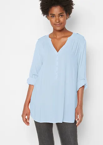 Tunique-blouse en douce viscose, Couleur: bleu clair