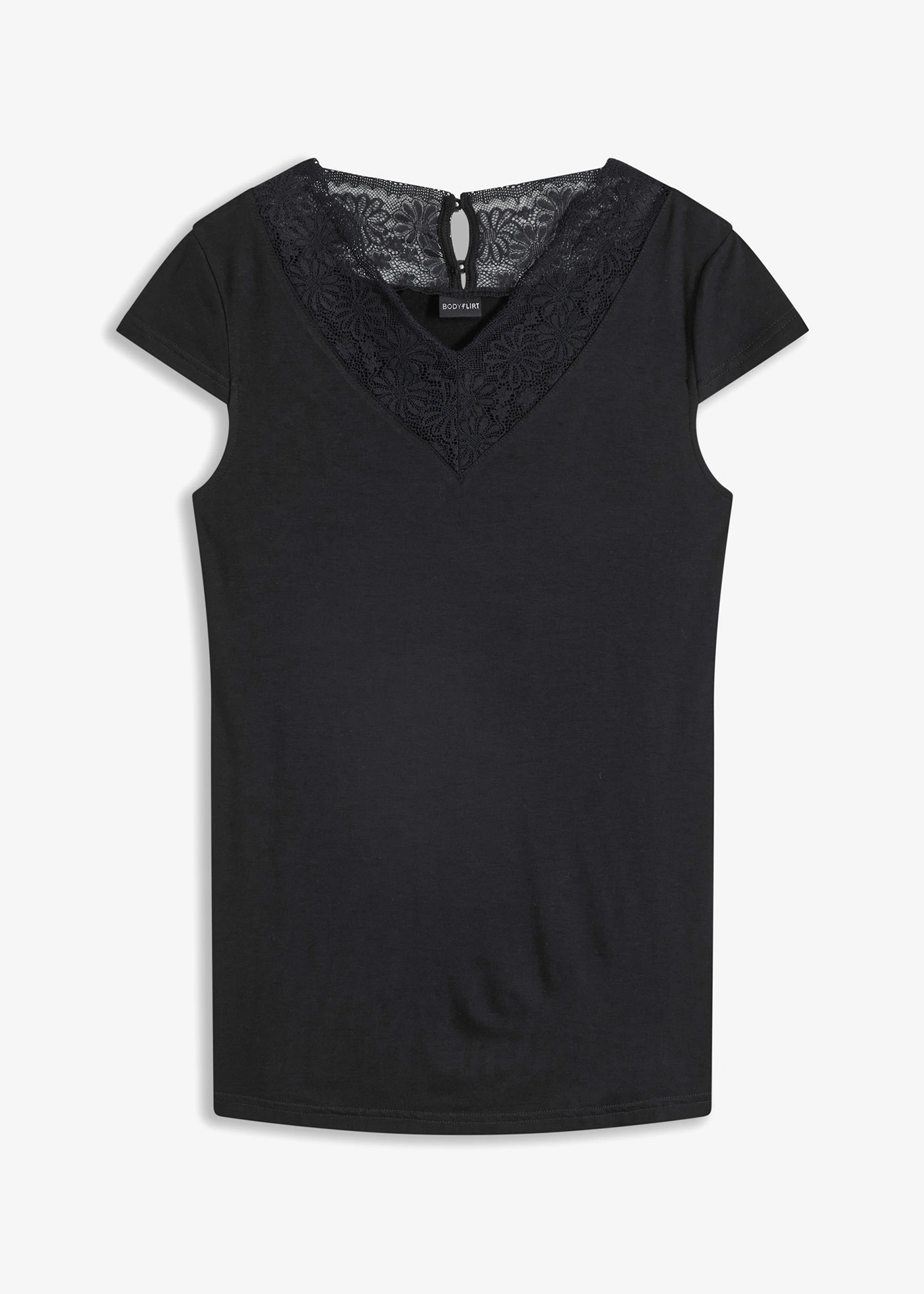 T-shirt avec dentelle • noir • Boutique bonprix