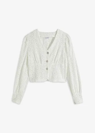 Gilet en maille avec boutons décoratifs • blanc cassé • Boutique bonprix