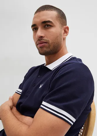 Piqué poloshirt van biologisch katoen, korte mouw • donkerblauw • bonprix online shop