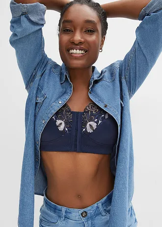 Soutien-gorge grand maintien sans armatures, fermeture devant • bleu foncé • Boutique bonprix