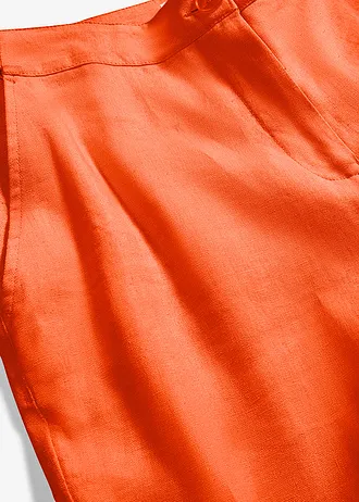 Kalhoty s vysokým pasem, ze směsi lnu a viskózy • teple oranžová • bonprix obchod
