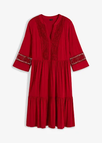 Tuniekjurk van zachte viscose, Kleur: chilirood