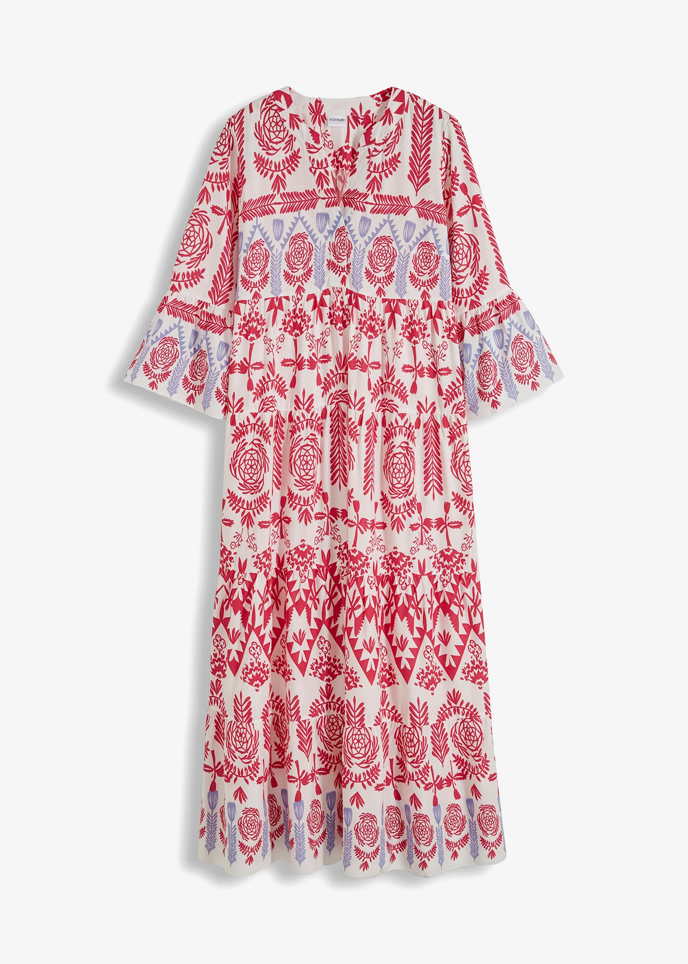 Maxi šaty ze splývavé viskózy • bílá-pink-modrá • bonprix obchod