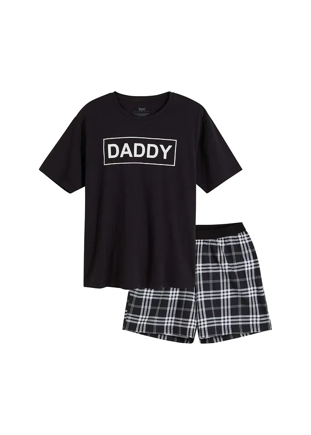 Pyjashort en coton, Couleur: noir carreaux