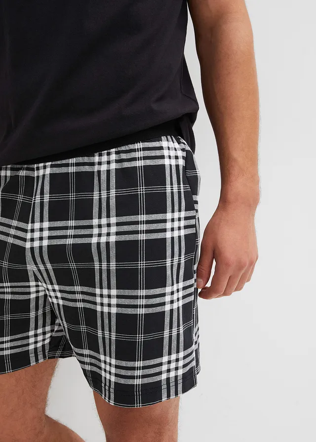 Shortama van katoen (2-dlg. set) • zwart geruit • product-page.page-title-suffix