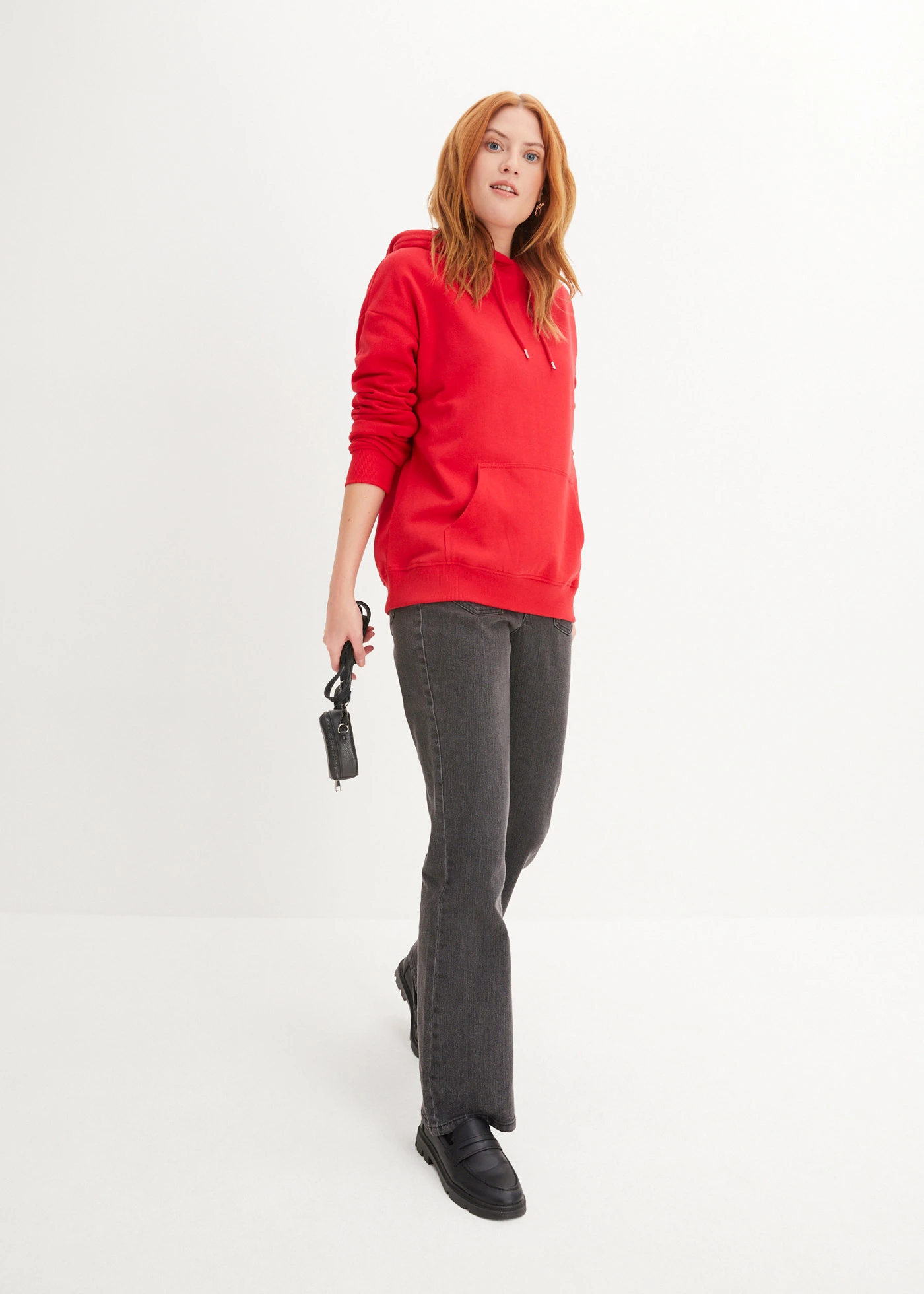 Bluza z kapturem oversize • czerwony • sklep bonprix