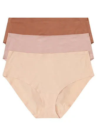 Lot de 3 culottes sans couture Feel Comfort, Couleur: bois de rose/marron/beige mat