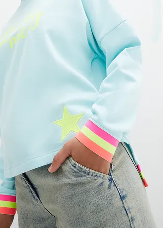 Oversize mikina s pestrými náplety, z čisté bavlny • polární mátová • bonprix obchod