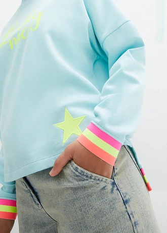 Sweat oversize à finitions multicolores, 100% coton • menthe polaire • Boutique bonprix