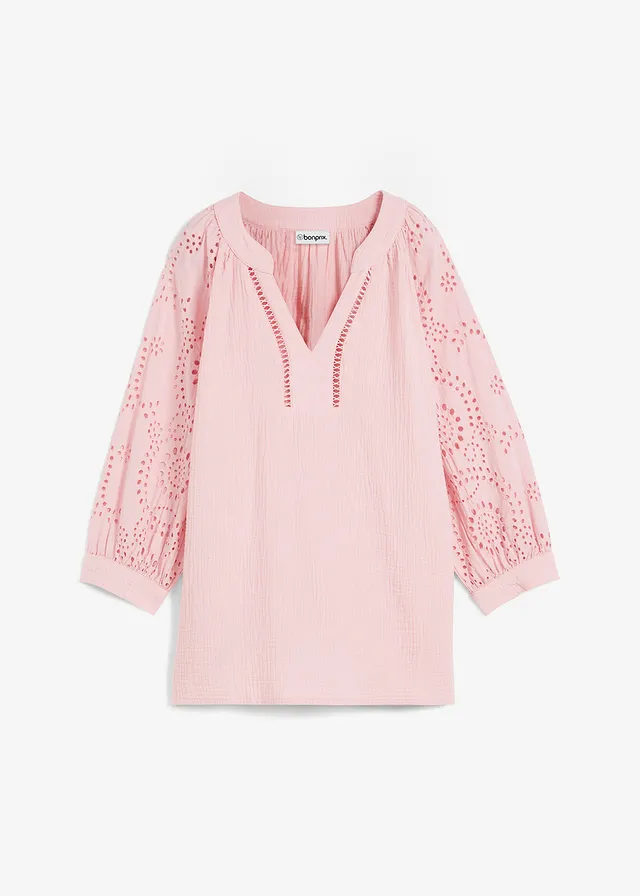 Tunique aérienne en gaze de coton, Couleur: rose thé