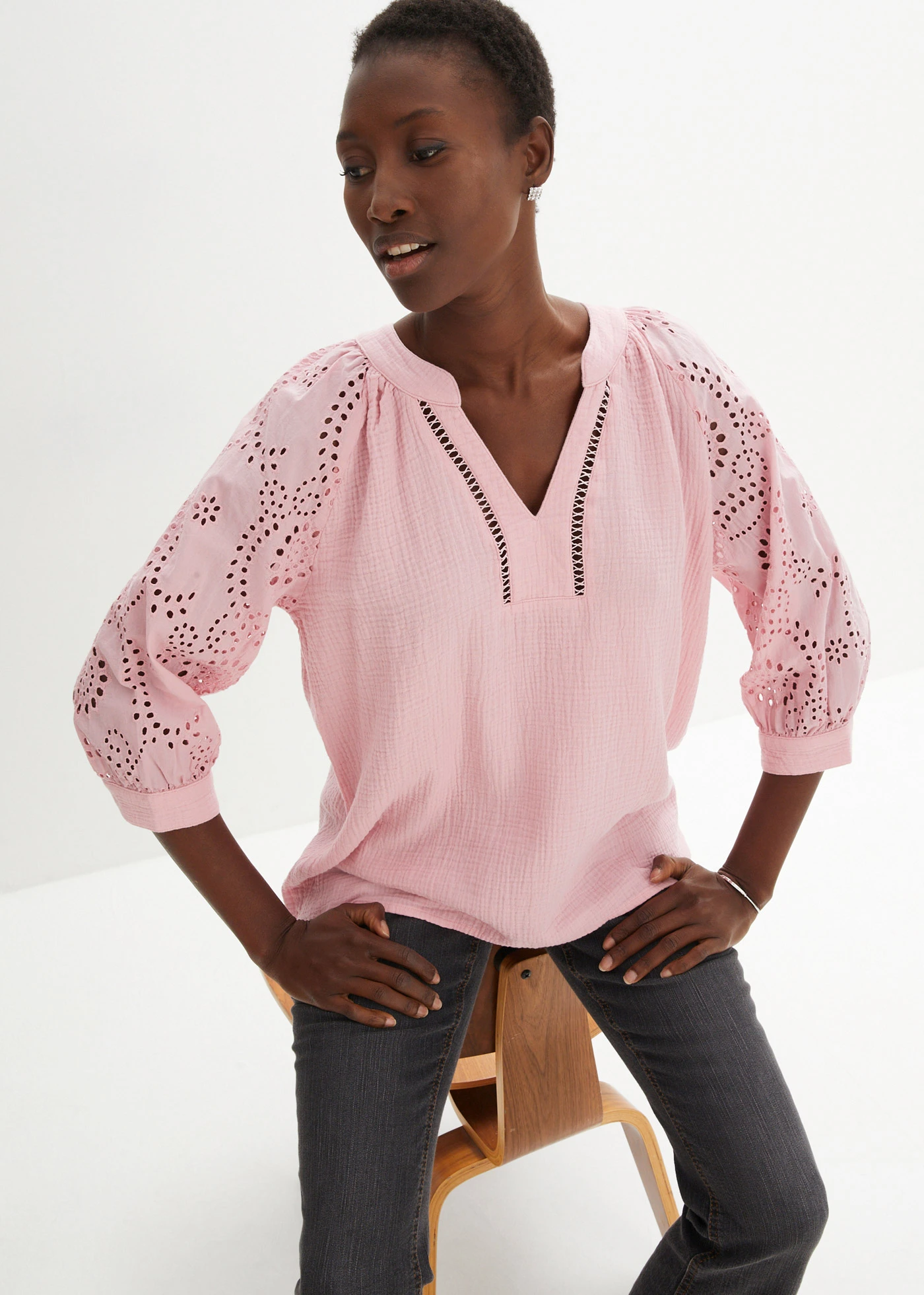 Tuniek van luchtige mousseline • theeroze • bonprix online shop