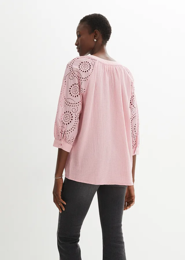 Tunique aérienne en gaze de coton, Couleur: rose thé