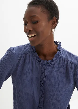 Mousseline blouse met kant • indigo • bonprix online shop