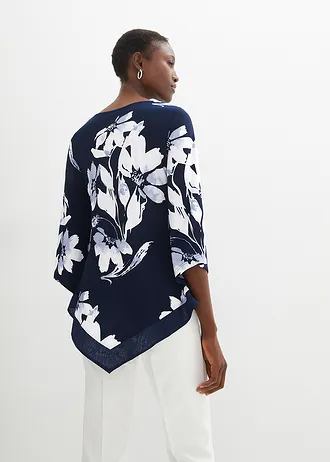 Bluză-tunică cu model floral • bleumarin/alb înflorat • magazin bonprix