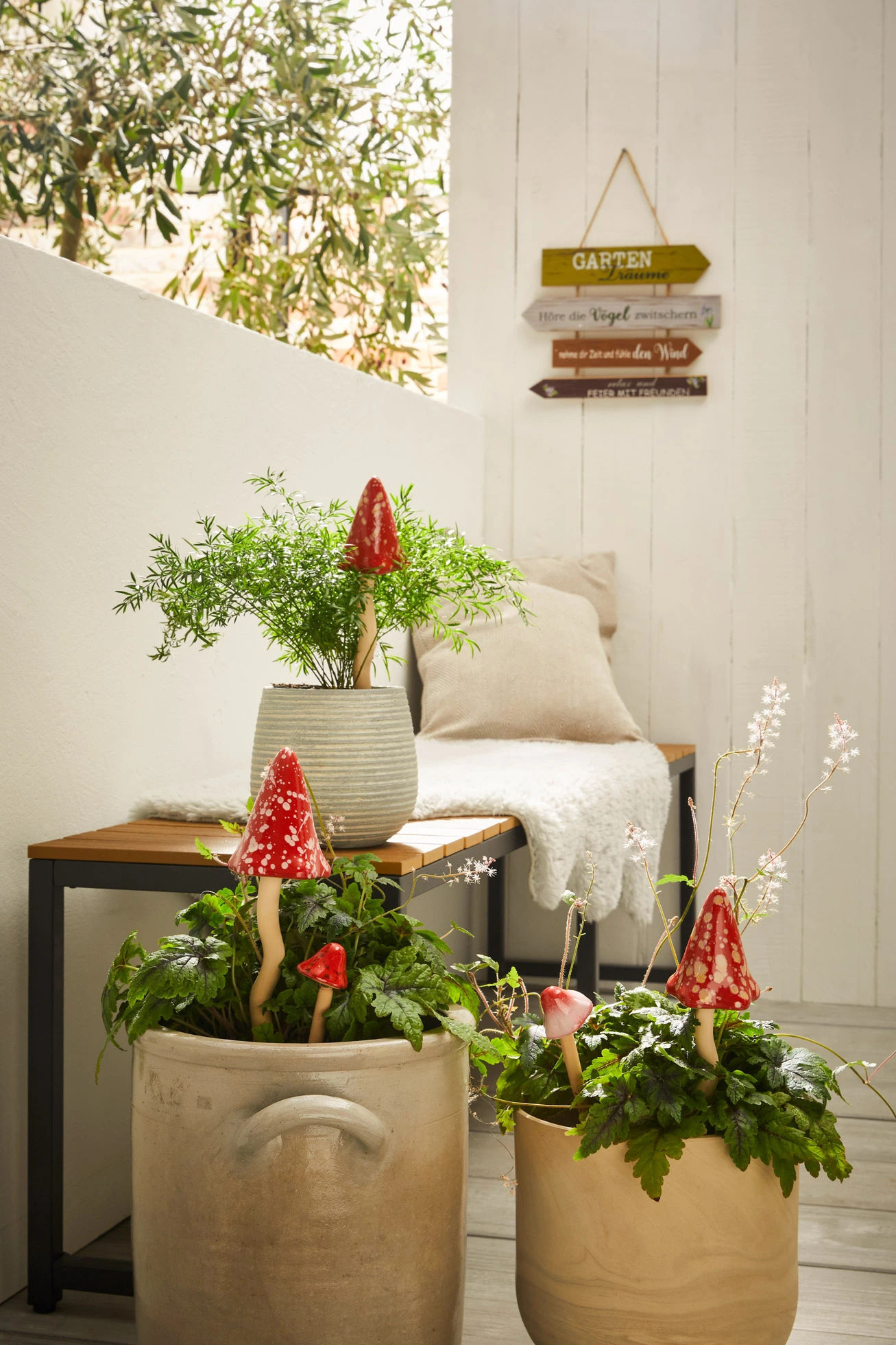 Ţepuşă deco de grădină, ciupercă (set/5piese) • roșu/alb • magazin bonprix