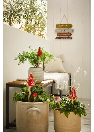 Ţepuşă deco de grădină, ciupercă (set/5piese) • roșu/alb • magazin bonprix