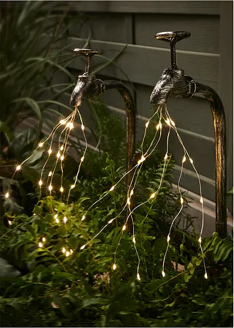 Solární zahradní zapichovátko ve tvaru kohoutku (2 ks), barva: stříbrná barva