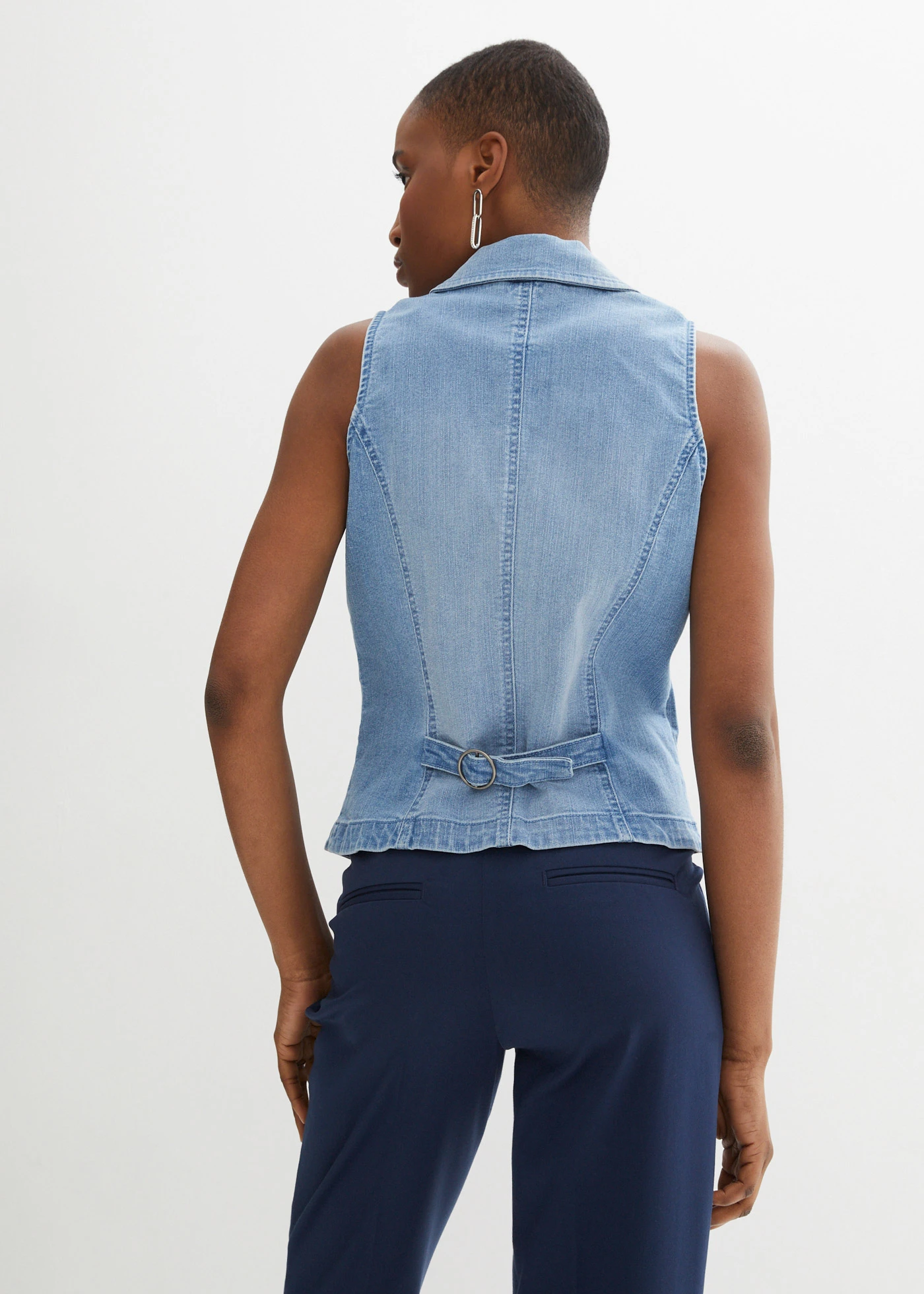 Gilet sans manches en jean extensible • bleu glacier denim • Boutique bonprix