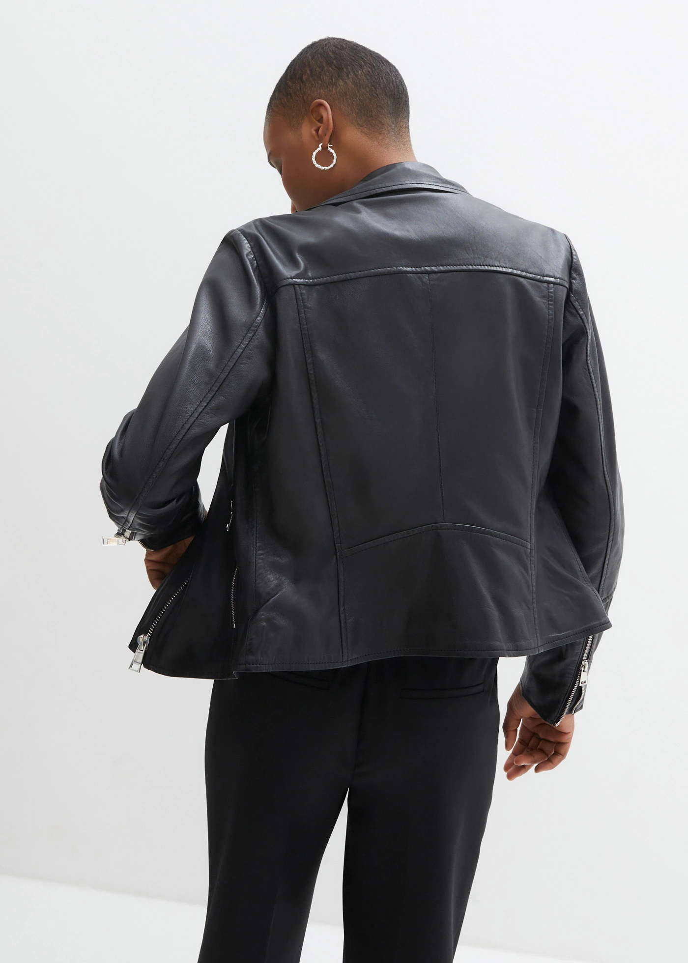 Geacă biker din piele nappa de miel • negru • magazin bonprix