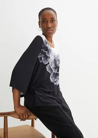 Bluză-tunică cu imprimeu • negru • magazin bonprix