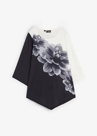 Shirt tuniek met print • zwart-wit gebloemd • bonprix online shop