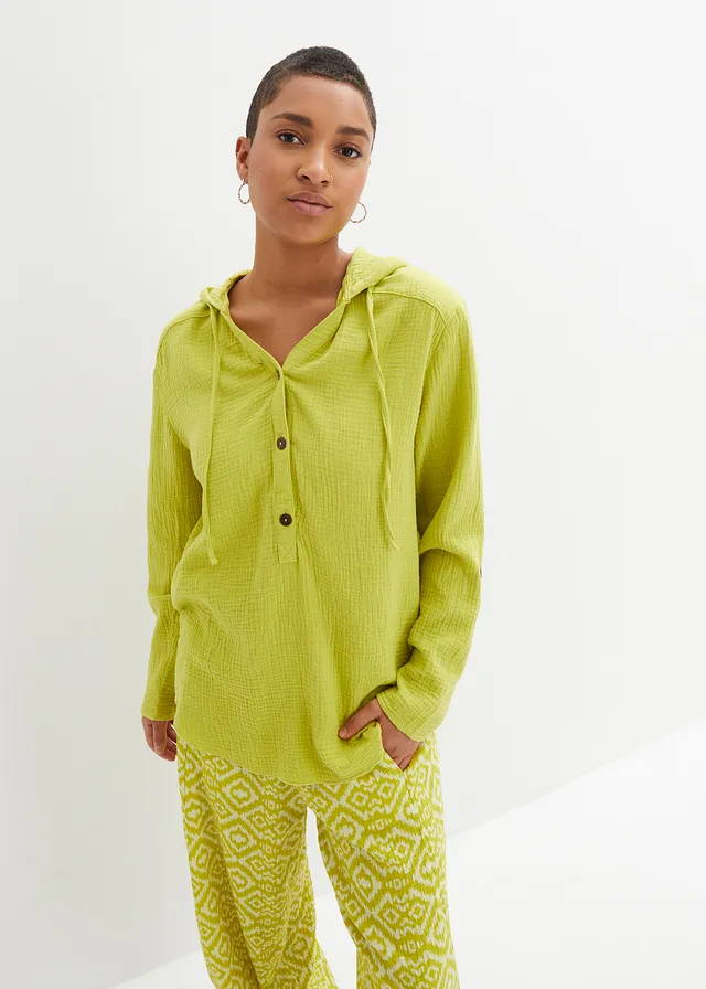 Blouse légère en gaze de coton, Couleur: pistache