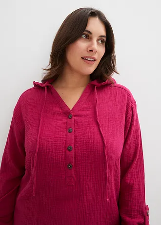 Halenka s vázačkou, ze vzdušného mušelínu • černá plus size • bonprix obchod