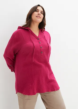 Halenka s vázačkou, ze vzdušného mušelínu • černá plus size • bonprix obchod