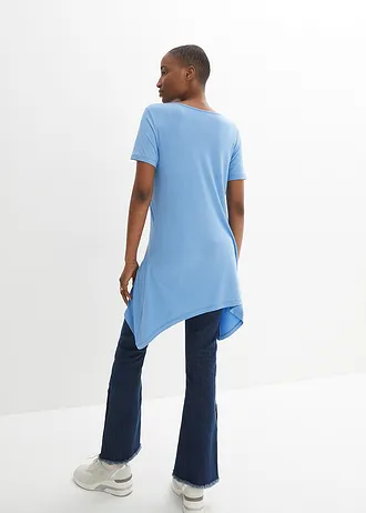 Longshirt met puntige zoom en vlinders • middenblauw/wit/donkerblauw met print • bonprix online shop