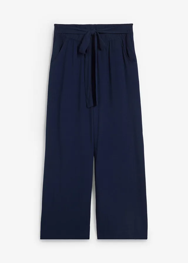 Pantalon palazzo doux, Couleur: bleu foncé